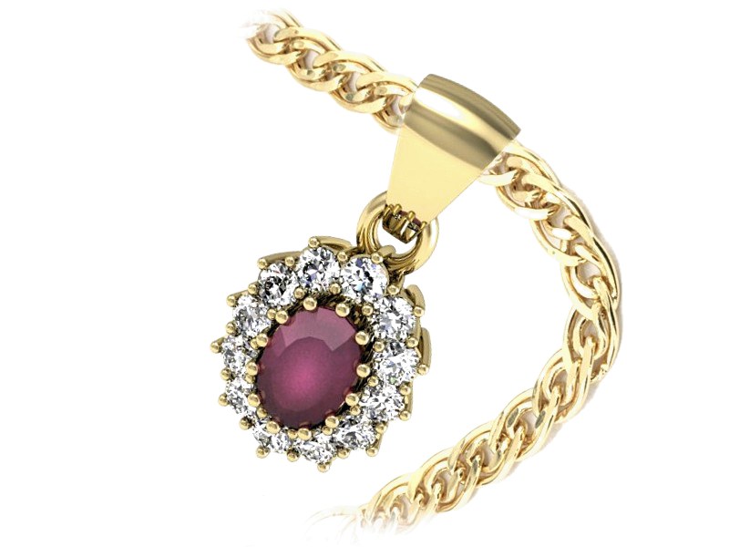 Złota zawieszka z rubinem i brylantem żółte złoto - w15090zr — zdjęcie 3