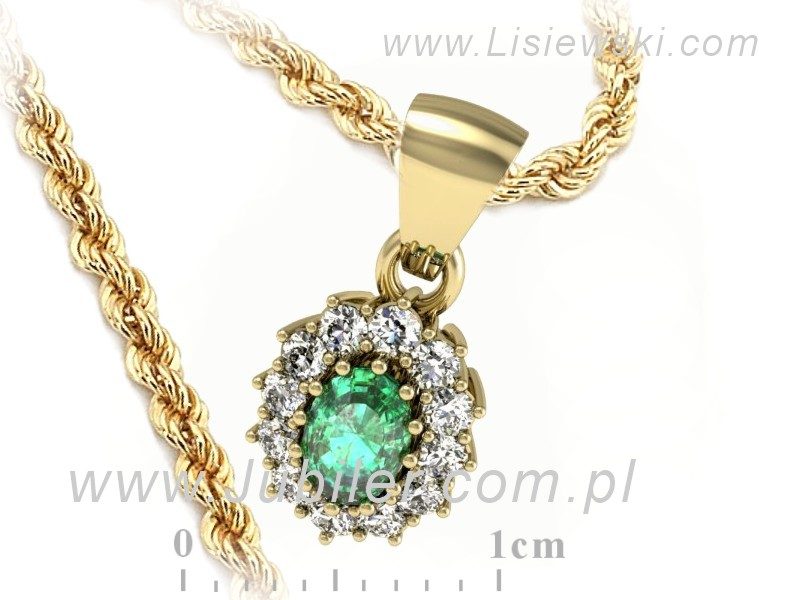 Wisiorek ze szmaragdem i brylantami żółte złoto - W15090ZSM — zdjęcie 3