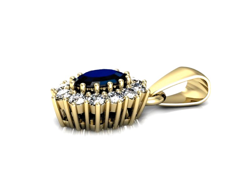 Zawieszka z szafirem i brylantami żółte złoto - W15090ZSZ — zdjęcie 2