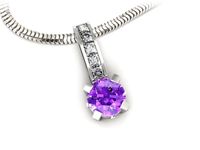 Złota zawieszka Wisiorek z ametystem i diamentami białe złoto - w15095bat- 3