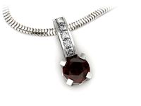 Złota zawieszka Wisiorek białe złoto z granatem i diamentami - w15095bgr- 3