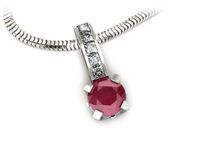 Złota zawieszka Wisiorek z rubinem białe złoto z diamentami - w15095br- 3