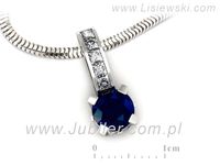 Złota zawieszka Wisiorek białe złoto z szafirem i diamentami - w15095bsz- 3