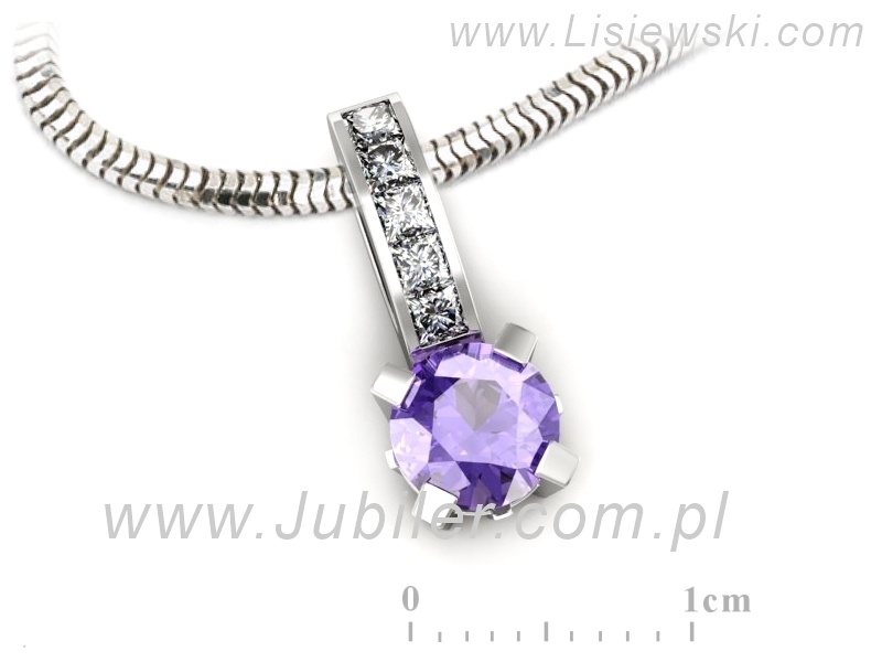 Złota zawieszka z tanzanitem z diamentami - w15095bt — zdjęcie 3