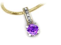 Wisiorek żółte białe złoto z ametystem i diamentami - w15095zbat- 2