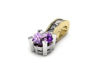 Wisiorek żółte białe złoto z ametystem i diamentami - w15095zbat- 3