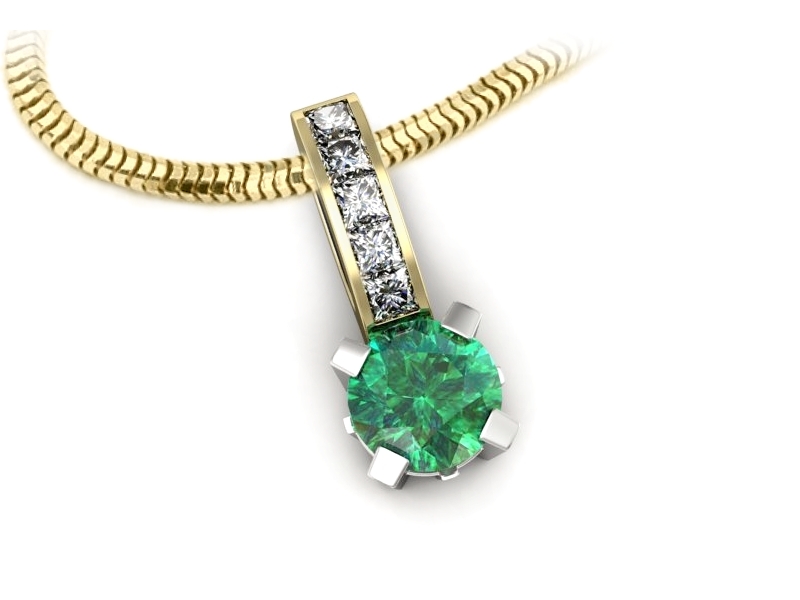 Wisiorek ze szmaragdem i diamentami złoto 585 - w15095zbsm — zdjęcie 3
