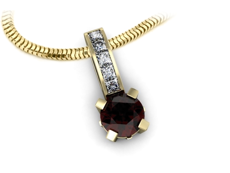 Zawieszka z granatem i brylantami żółte złoto - w15095zgr — zdjęcie 3