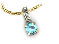 Złota zawieszka Wisiorek z topazem z diamentami żółte złoto - w15095ztp- 3