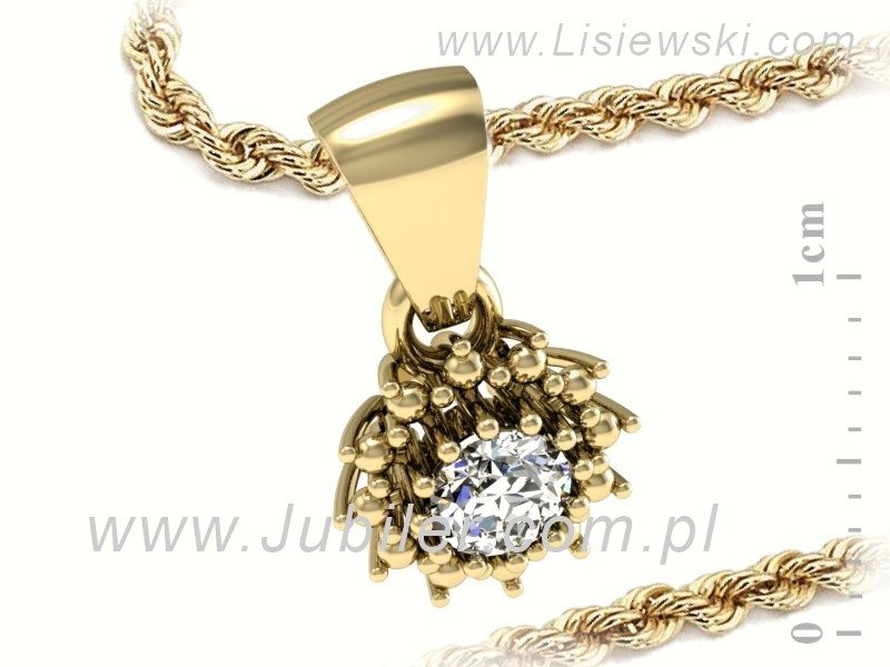 Złota zawieszka Wisiorek z brylantem żółte złoto - W15097Z — zdjęcie 3