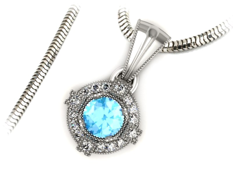 Zawieszka z topazem i brylantami białe złoto 585 - w15098ba — zdjęcie 3