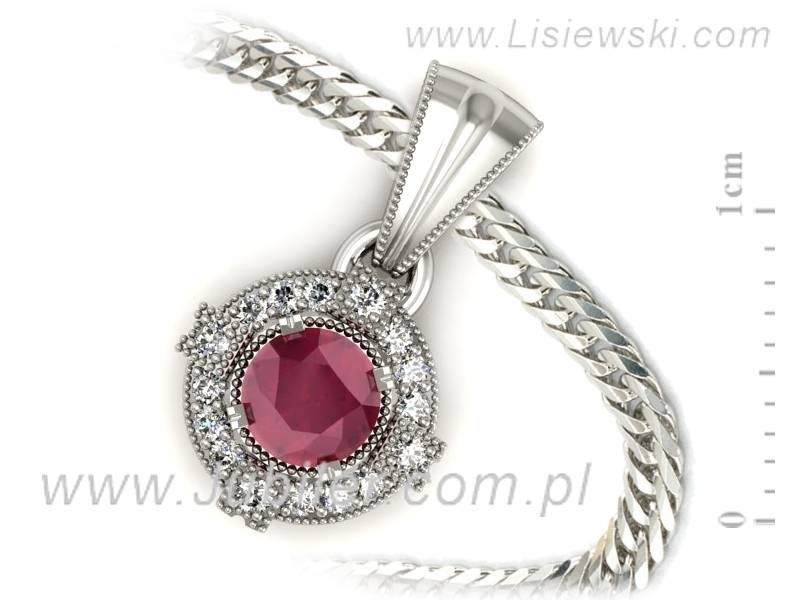 Złota zawieszka z rubinem i brylantami złoto 585 - w15098br — zdjęcie 3