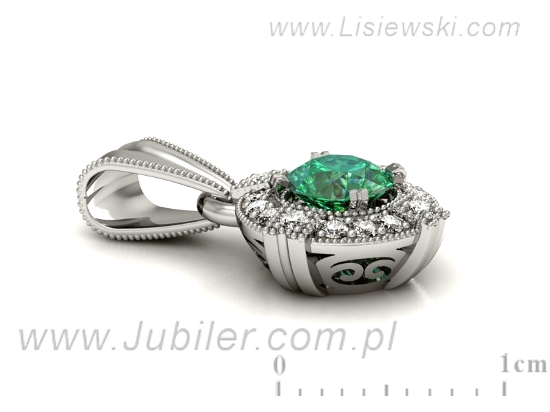 Wisiorek ze szmaragdem i brylantami białe złoto - w15098bsm — zdjęcie 2