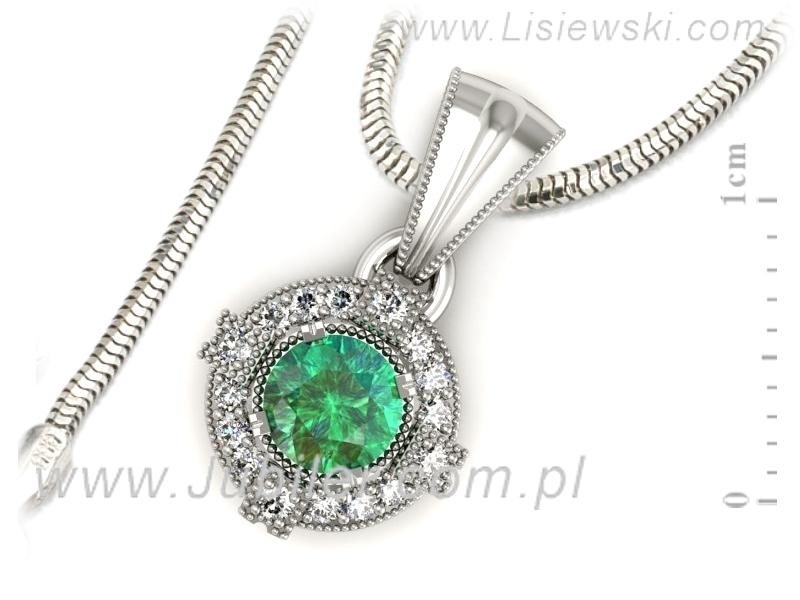 Wisiorek ze szmaragdem i brylantami białe złoto - w15098bsm — zdjęcie 3