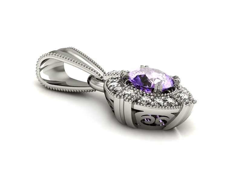 Wisiorek z tanzanitem i brylantami białe złoto - w15098bt — zdjęcie 2