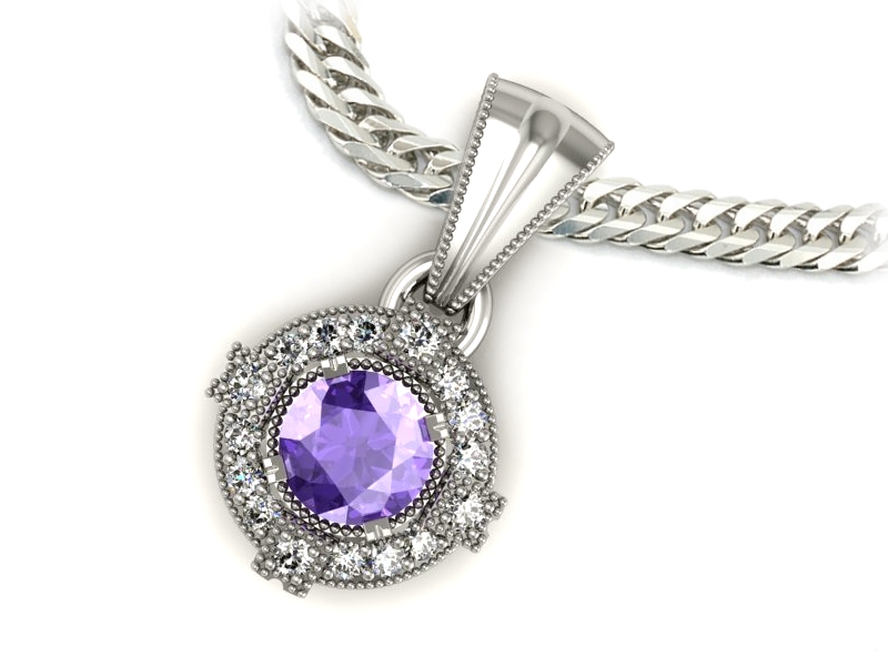 Wisiorek z tanzanitem i brylantami białe złoto - w15098bt