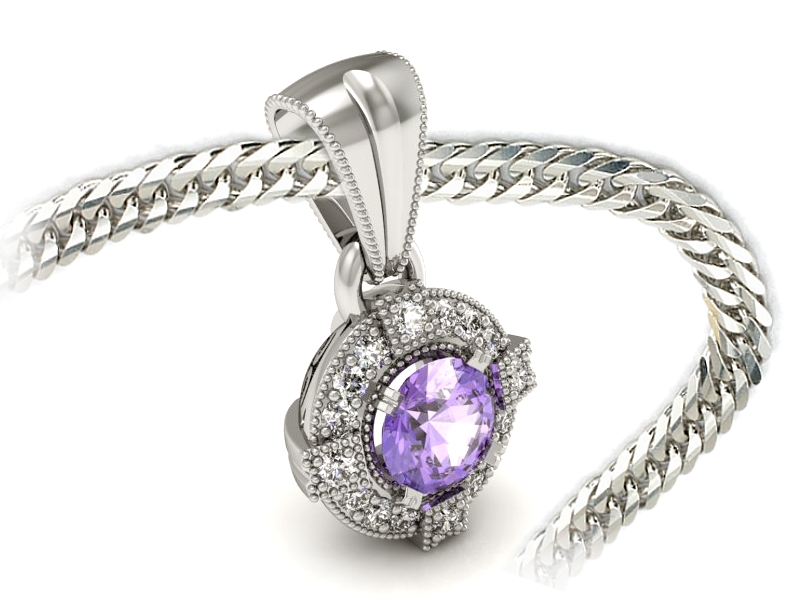 Wisiorek z tanzanitem i brylantami białe złoto - w15098bt — zdjęcie 3