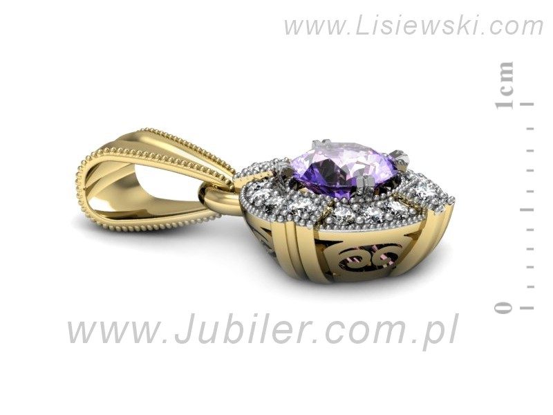 Złota zawieszka z tanzanitem i brylantami - w15098zrodt — zdjęcie 2