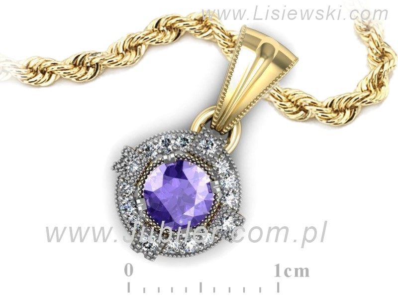 Złota zawieszka z tanzanitem i brylantami - w15098zrodt — zdjęcie 3