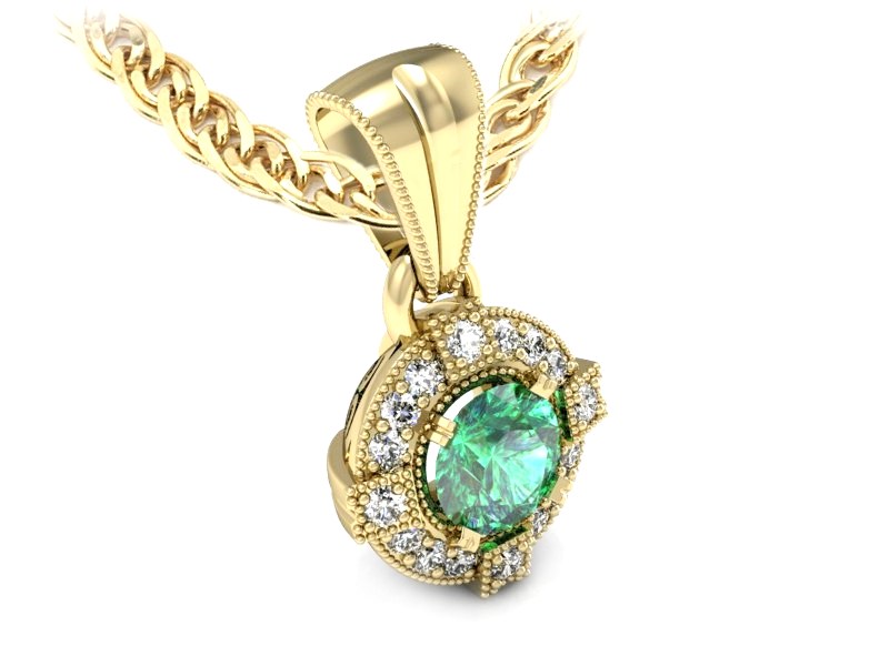 Wisiorek ze szmaragdem i brylantami żółte złoto - w15098zsm — zdjęcie 3