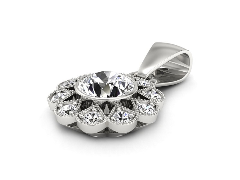 Złota zawieszka Wisiorek z brylantami białe złoto - W15149b — zdjęcie 3