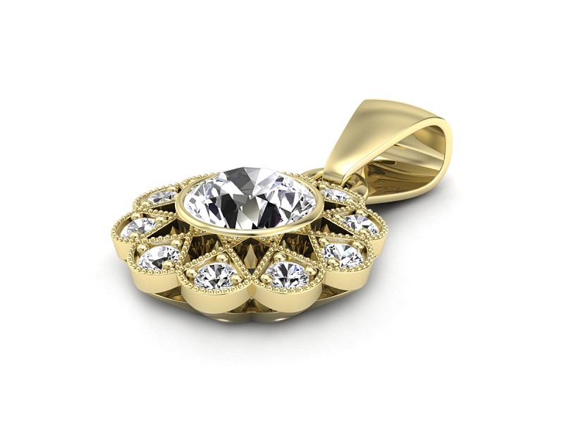 Złota zawieszka Wisiorek z brylantami żółte złoto - W15149z — zdjęcie 3