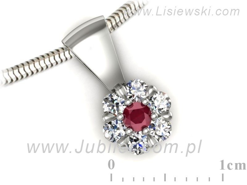 Zawieszka z rubinem i brylantami białe złoto 585 - w15196br — zdjęcie 3
