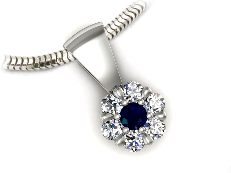 Zawieszka z szafirem i brylantami białe złoto - w15196bsz — zdjęcie 3