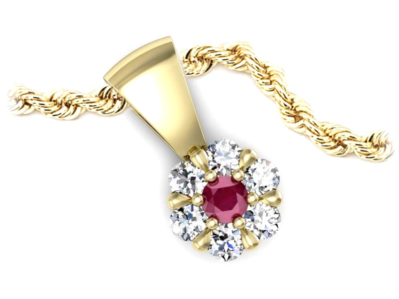 Zawieszka z rubinem i brylantami żółte złoto 585 - w15196zr — zdjęcie 3