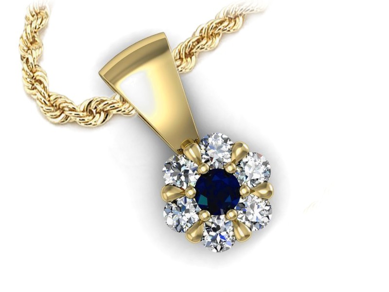 Zawieszka z szafirem i brylantami żółte złoto - w15196zsz — zdjęcie 3