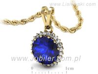Złota zawieszka Wisiorek z szafirem żółte złoto z brylantami - W15198z- 3