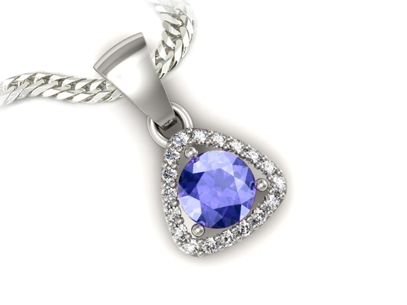 Wisiorek z tanzanitem i brylantami białe złoto - W15304bt — zdjęcie 3