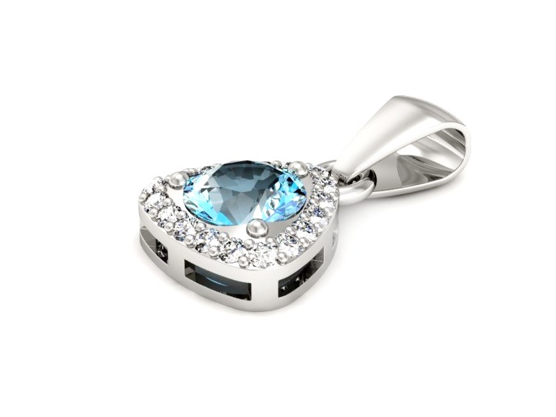 Wisiorek z topazem i brylantami białe złoto 585 - W15304btp — zdjęcie 2