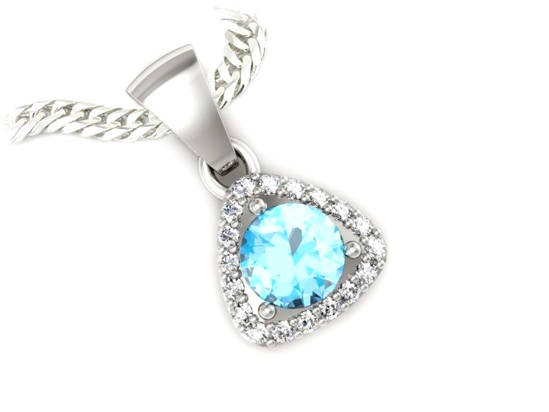 Wisiorek z topazem i brylantami białe złoto 585 - W15304btp — zdjęcie 3