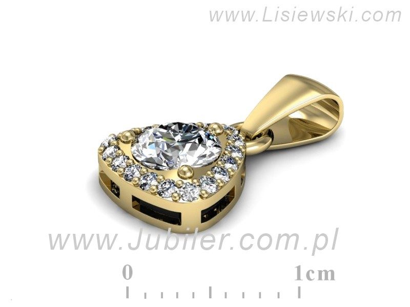 Złota zawieszka Wisiorek z brylantami żółte złoto - W15304z — zdjęcie 2