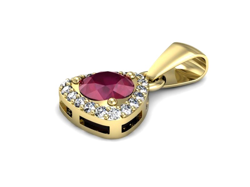 Zawieszka z rubinem i brylantami żółte złoto 585 - W15304zr — zdjęcie 2