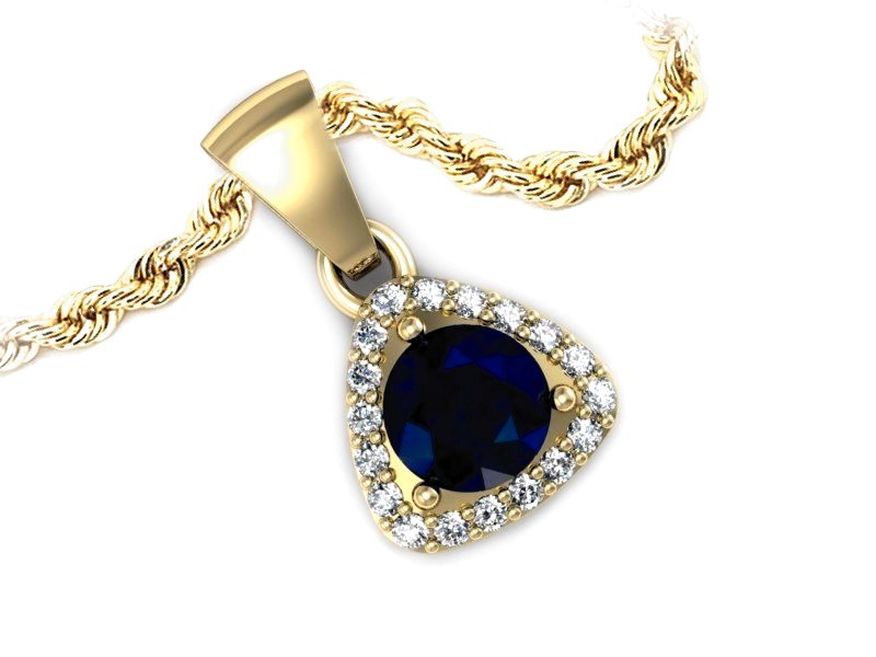 Zawieszka z szafirem i brylantami żółte złoto - W15304zsz — zdjęcie 3