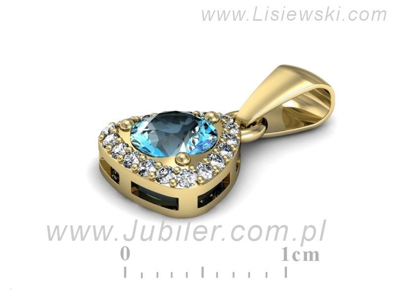 Wisiorek z topazem i brylantami żółte złoto 585 - W15304ztp — zdjęcie 2