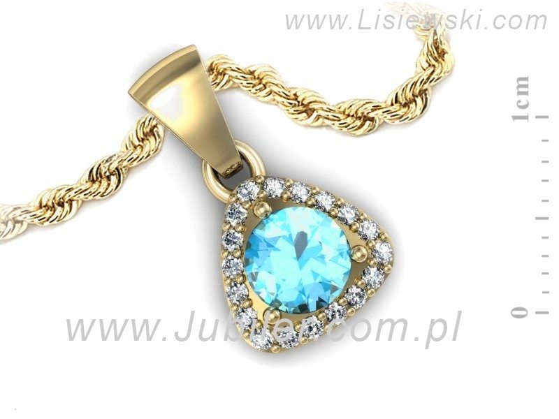 Wisiorek z topazem i brylantami żółte złoto 585 - W15304ztp — zdjęcie 3