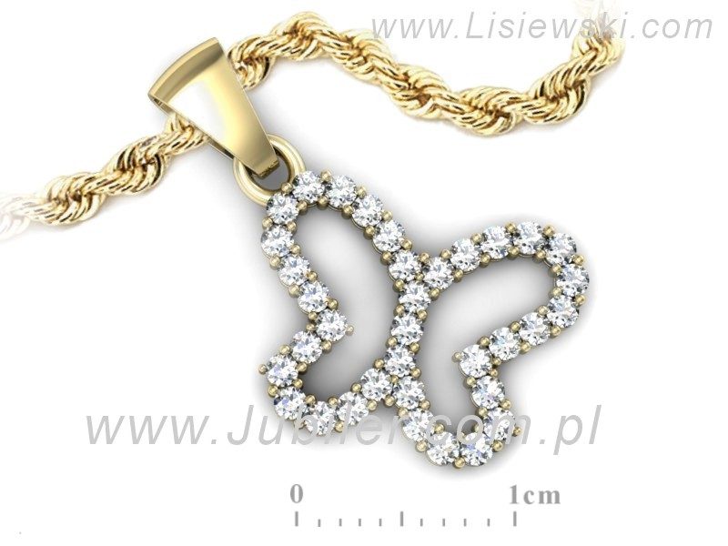 Złota zawieszka Wisiorek z brylantami żółte złoto - W15320z — zdjęcie 3