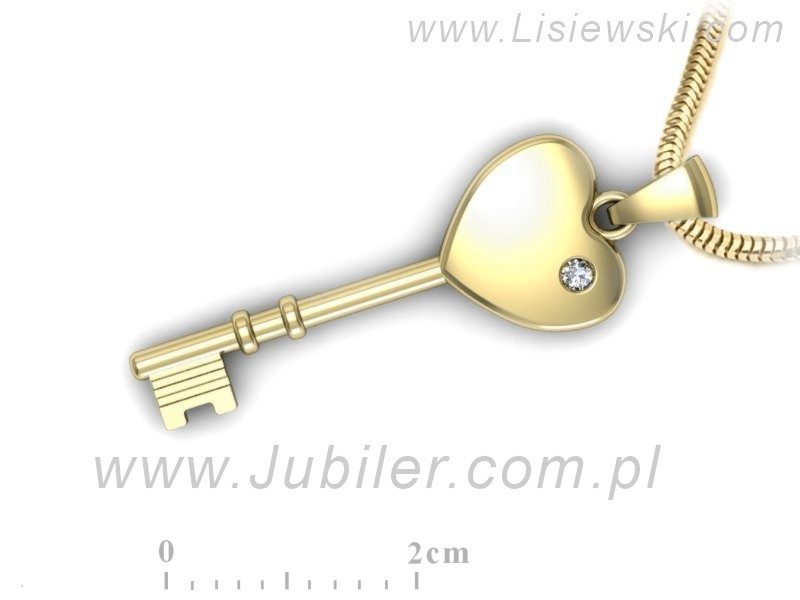 Złota zawieszka Wisiorek z brylantem żółte złoto - W15321z — zdjęcie 3