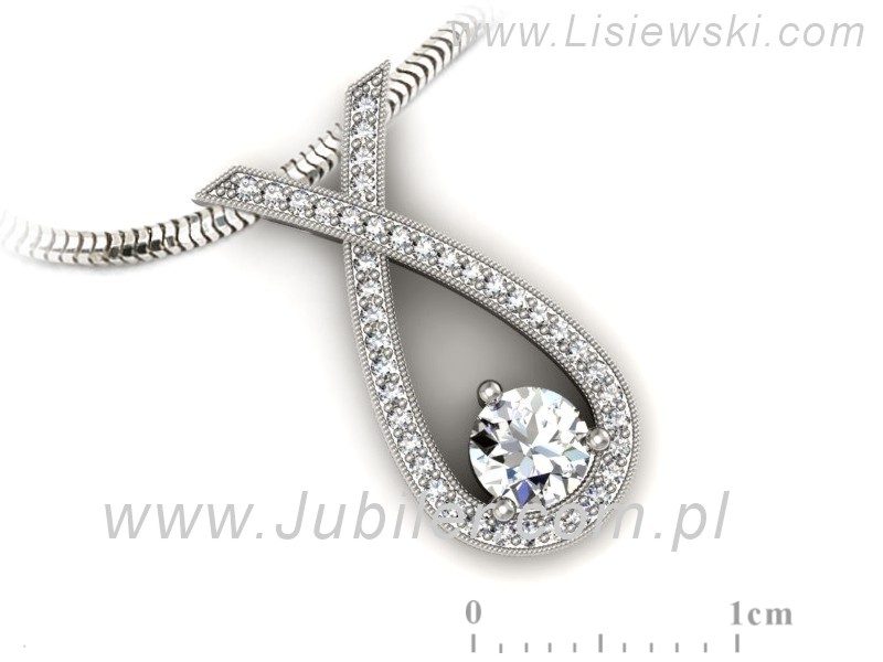 Złota zawieszka Wisiorek z brylantami białe złoto - W15322b — zdjęcie 3