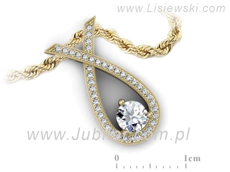 Złota zawieszka Wisiorek z brylantami żółte złoto - W15322z — zdjęcie 3