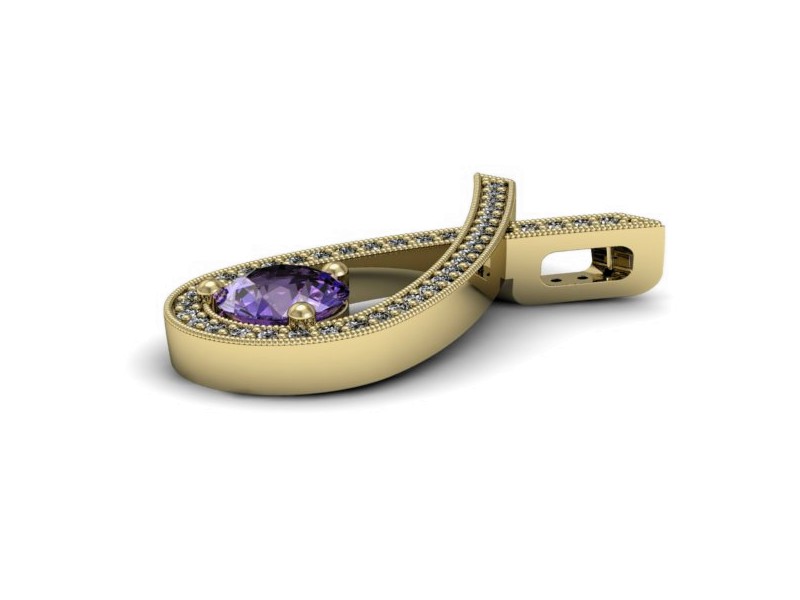 Złota zawieszka z tanzanitem i brylantami - W15322zt — zdjęcie 2