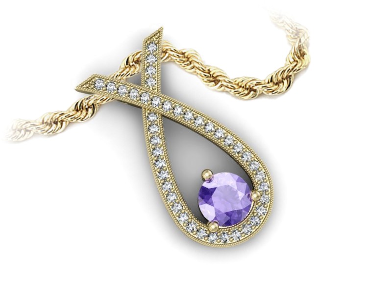 Złota zawieszka z tanzanitem i brylantami - W15322zt — zdjęcie 3