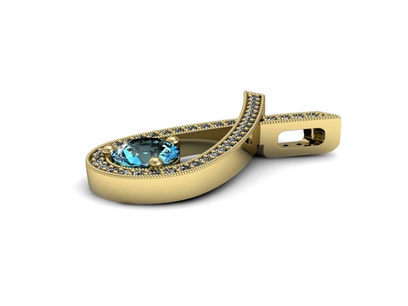 Wisiorek z topazem i brylantami żółte złoto 585 - W15322ztp — zdjęcie 2