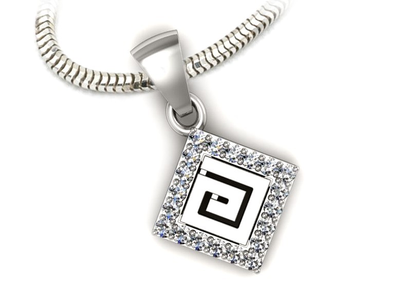 Złota zawieszka Wisiorek z brylantami białe złoto - W15329b — zdjęcie 3