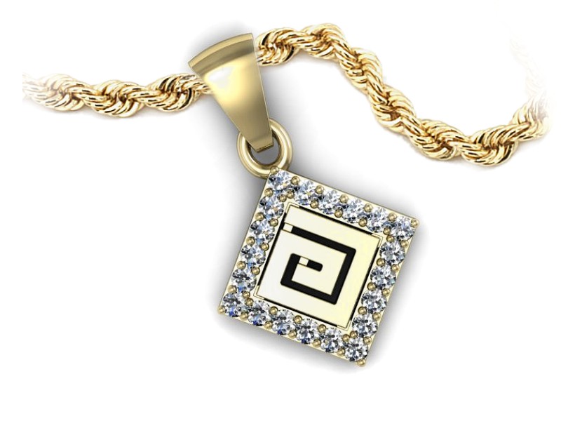 Złota zawieszka Wisiorek z brylantami żółte złoto - W15329z — zdjęcie 3