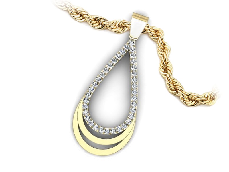 Złota zawieszka Wisiorek z brylantami żółte złoto - W15330z — zdjęcie 3