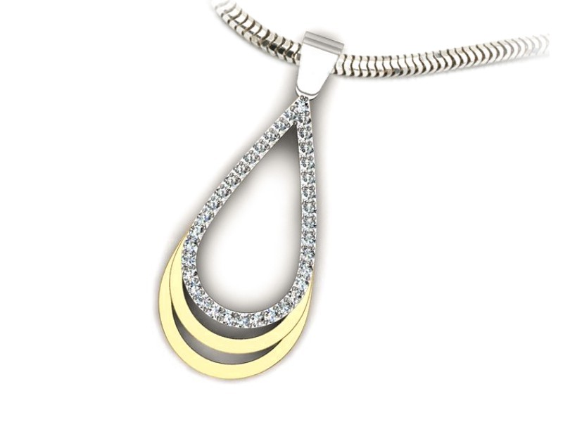 Zawieszka Wisiorek z brylantami żółte białe złoto - W15330zb — zdjęcie 3